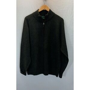 Orvis Men's Speckled 100% Wool Quarter Zip Sweater Size L Green Classic Preppy